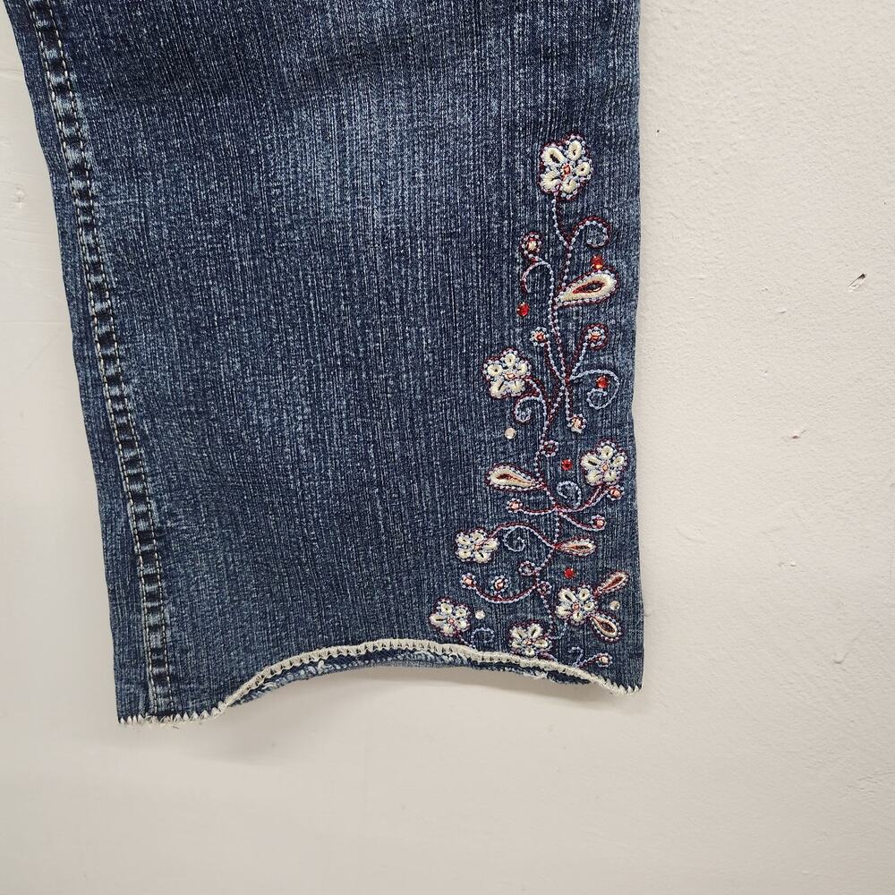 Arizona Jeans Distressed Y2K Flare Floral Embroidery READ SIZE 10/12 Girls 18.5 - Picture 3 of 12